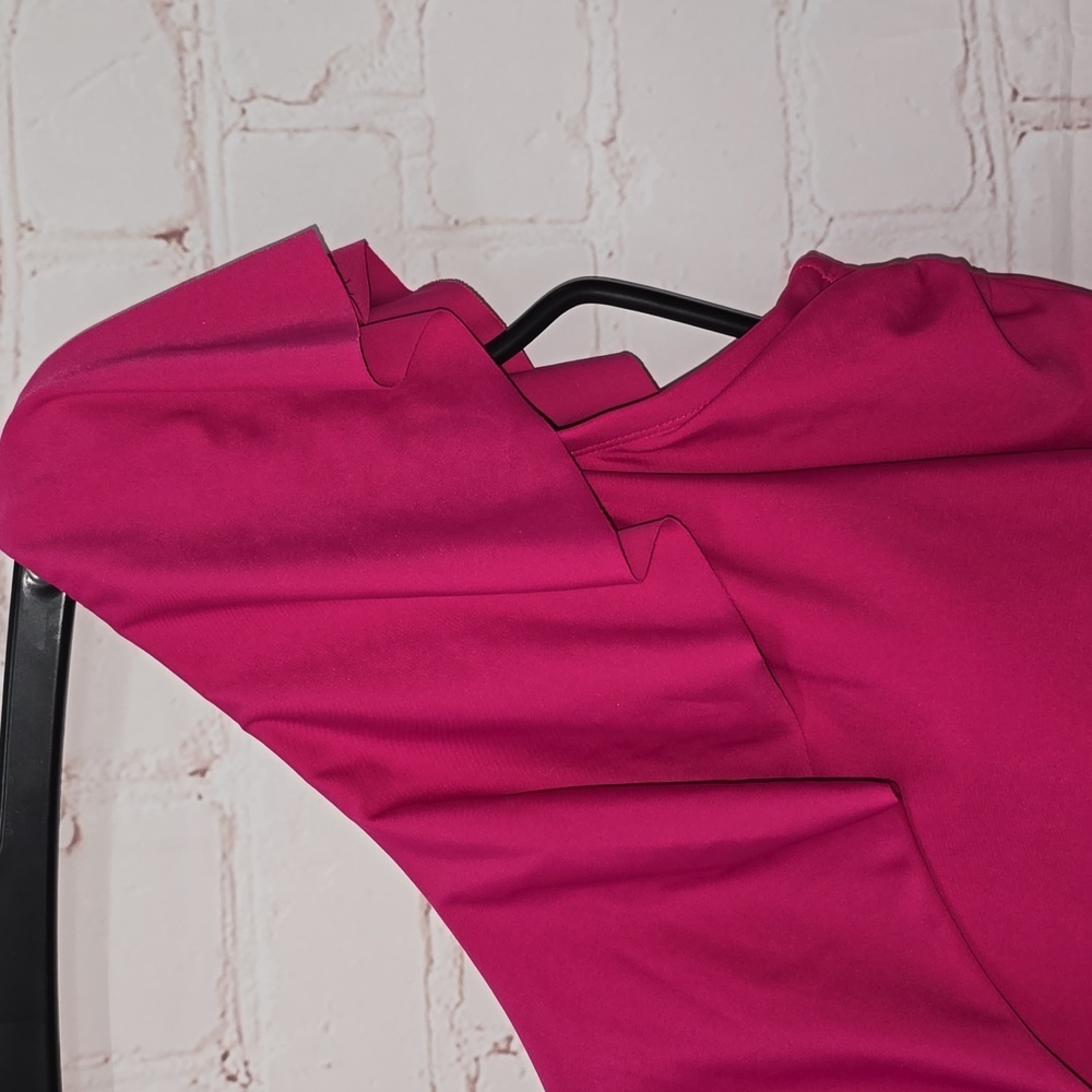 Kona Sol One Piece Swimsuit Ruffle One Shoulder Full Coverage Seat Hot Pink - Picture 2 of 15